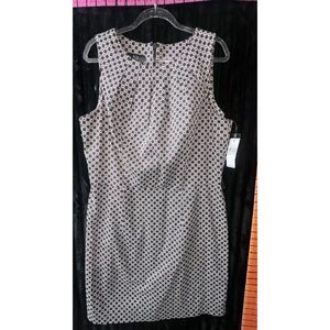 AGB Brown & Cream Geometric Print Sleeveless Sheath Dress, Size 12, NWT